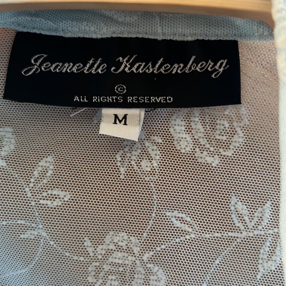 Jeanette Kastenberg Vintage Blouse Sz Medium Sheer Pale Green with Flowers - Picture 3 of 8